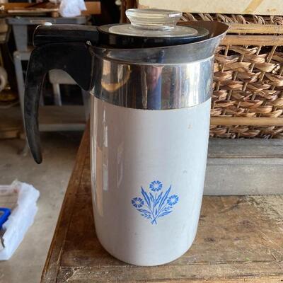 Vintage Corning Ware Blue Cornflower Electric Percolator 10 Cup
