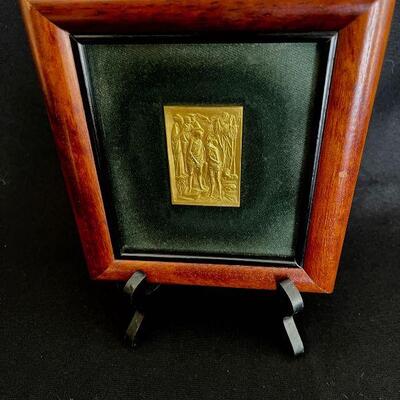 Vatican artist Giarolli Gilt Framed Miniature Relief Baptism of Jesus