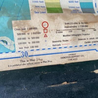 S166 Antique Wooden Map Rack with Antique School House Maps of Europe 