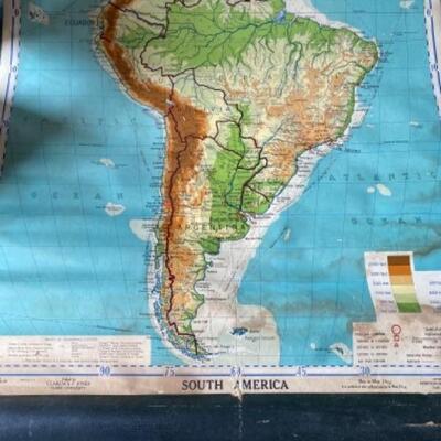 S 167 Vintage Pull down Map of South America by Denoyer-Geppert Co. 