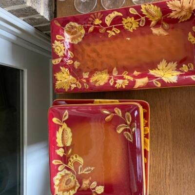 S174 Gatesware Plates and Gold rimmed Stemware 