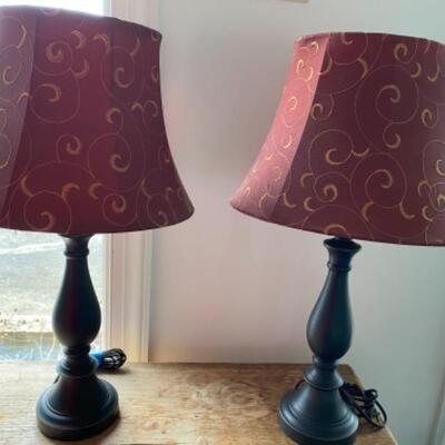 S177 Pair of Black Metal Table Lamps 