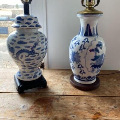 S181 Two Blue and White porcelain Lamps 