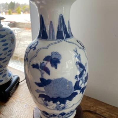 S181 Two Blue and White porcelain Lamps 