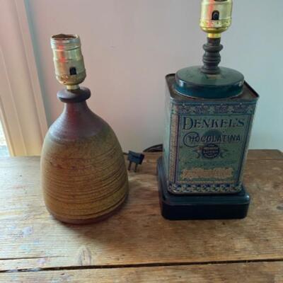 S182 Chocolate Tin Lamp with Pottery Lamp 