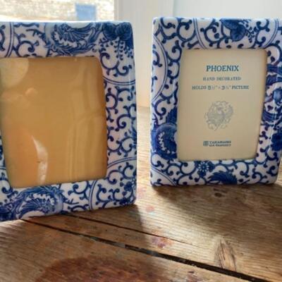 S184  Pair of Porcelain Phoenix Frames with Lamp 