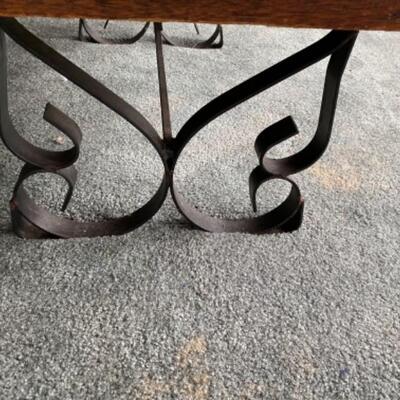 S186 Vintage Hand painted Tile Table with Metal Scroll Base from Portugal 