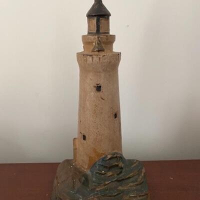 198 Antique 1927 A.A. Richardson Lighthouse Door Stop Cast Iron 