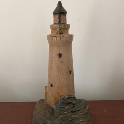 198 Antique 1927 A.A. Richardson Lighthouse Door Stop Cast Iron 