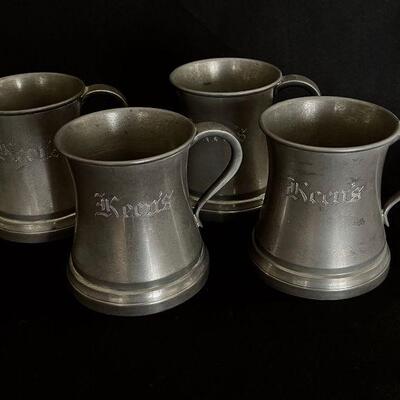 NYC Keens Steakhouse Vintage Glass-Bottom Pewter Mugs