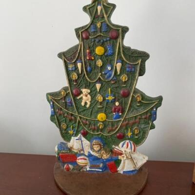 203 Vintage Cast Iron Christmas Tree Door Stop 
