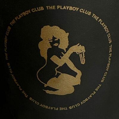 Vintage Matte Black Playboy Club Glass Mugs Gold Bunny