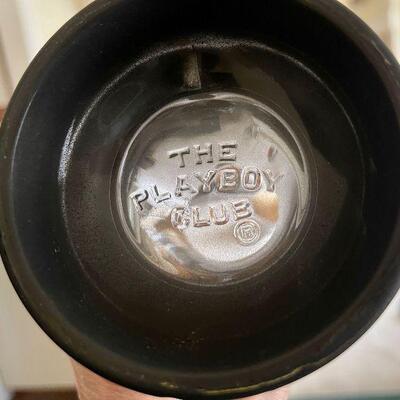 Vintage Matte Black Playboy Club Glass Mugs Gold Bunny