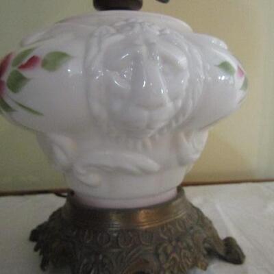 Electric Handpainted Gone With the Wind Lamp- Floral and Lion Face