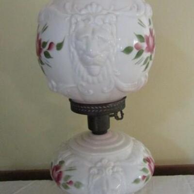 Electric Handpainted Gone With the Wind Lamp- Floral and Lion Face