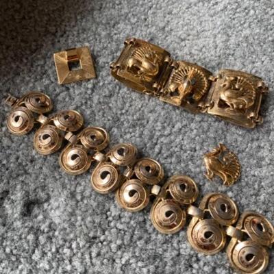 215 Napier Gold over Silver Peacock Bracelet 