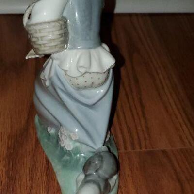 LLADRO “GIRL WITH DOG PULLING ON SKIRT” PORCELAIN FIGURINE (item #43) - repaired