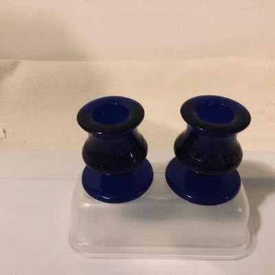 Cobalt Blue Glass Candle sticks