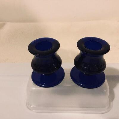 Cobalt Blue Glass Candle sticks