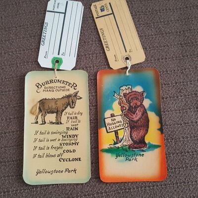 Duo of Yellowstone Souvenir Leather Postcards