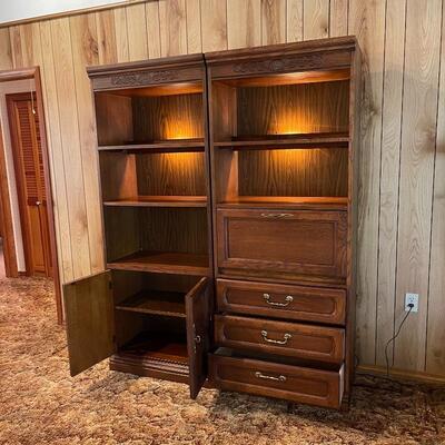 Vintage 2 - Piece Secretary Wall Unit, Bookcase and/or Bar 