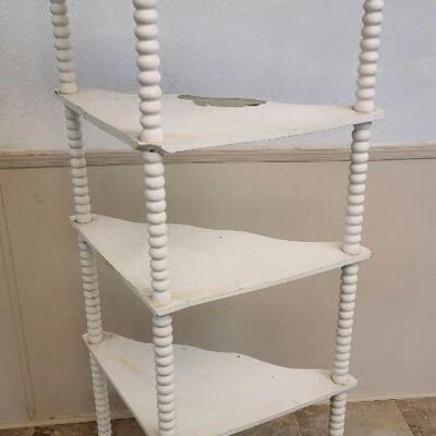 Vintage white spindle leg, corner shelf