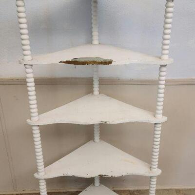 Vintage white spindle leg, corner shelf