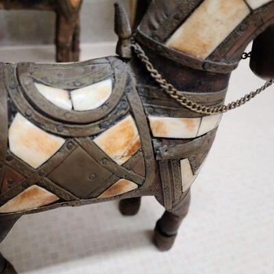 Set of 4 vintage, hand carved folk art horses
