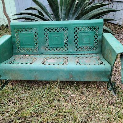 Vtg Green Mid Century Metal glider