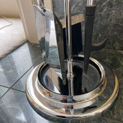 Mid Century Modern Set Of Lucite and Chrome Fireplace Tools