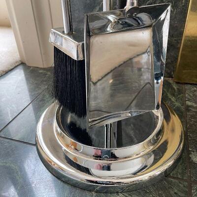 Mid Century Modern Set Of Lucite and Chrome Fireplace Tools