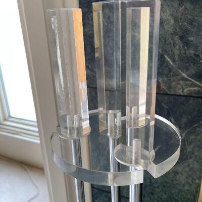 Mid Century Modern Set Of Lucite and Chrome Fireplace Tools