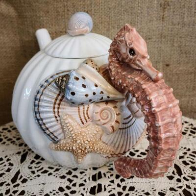 1991 Fitz and Floyd Nautical Seahorse Teapot