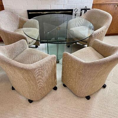 4 Milo Baughman Thayer Coggin Rolling Armchairs 
