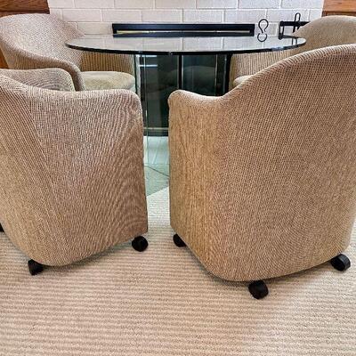 4 Milo Baughman Thayer Coggin Rolling Armchairs 