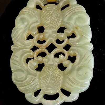 Carved Jade Pendant with Auspicious Bat Pattern