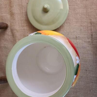 Nonni's hand painted cookie jar Fruit pattern