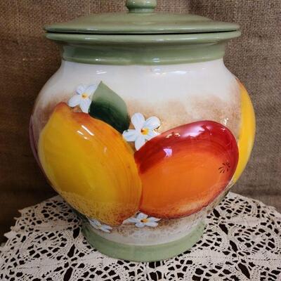 Nonni's hand painted cookie jar Fruit pattern