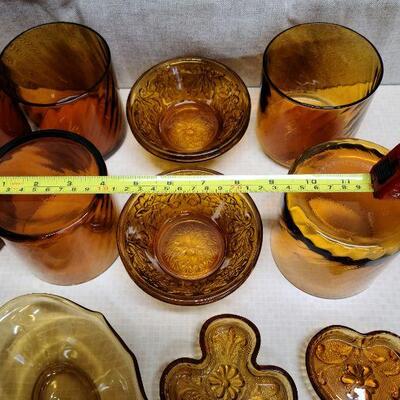 24 piece Amber glass lot