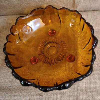 Dark Amber color vintage Indiana Glass Sunflower bowl
