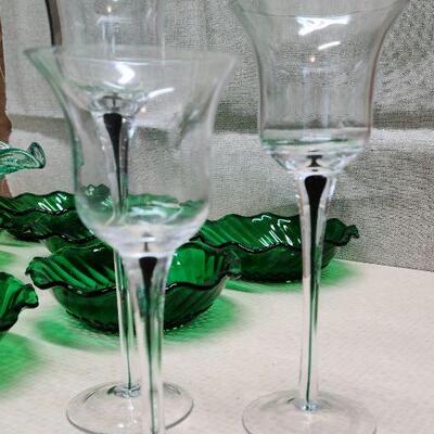 11 piece Green glass lot 