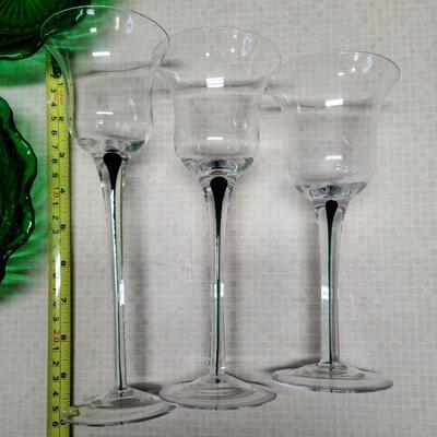 11 piece Green glass lot 