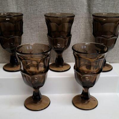 Vintage set of 5 brown juice goblets