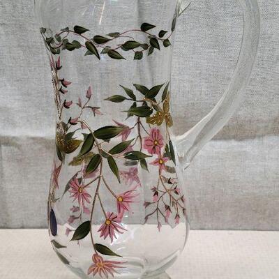 Vintage Tall hand painted water pitcher 