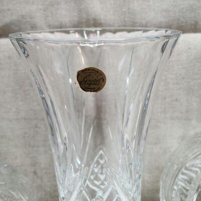 3 Clear Lead Crystal vases