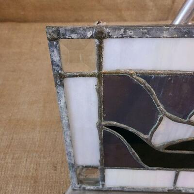 Beautiful Iridescent stained glass panel with beveled glass corners. 