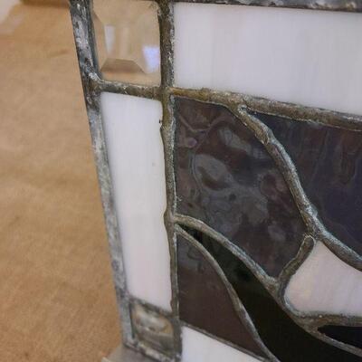 Beautiful Iridescent stained glass panel with beveled glass corners. 