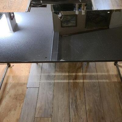 Black glass top table/desk (2 of 6 available) 
