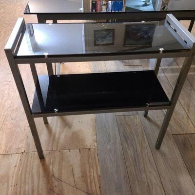 Black glass 2 shelf table (#3 of 5)
