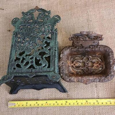Cast iron soap dish and letter holder